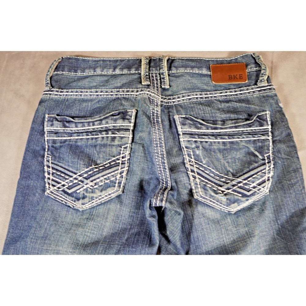 BKE Denim Aiden‎ Jeans Men's 27R (30x33) Thick Stitch Embroidered Distressed